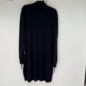 JW Anderson X Uniqlo Turtleneck Cashmere Sweater Dress Women's L Blue Bow Cuffs